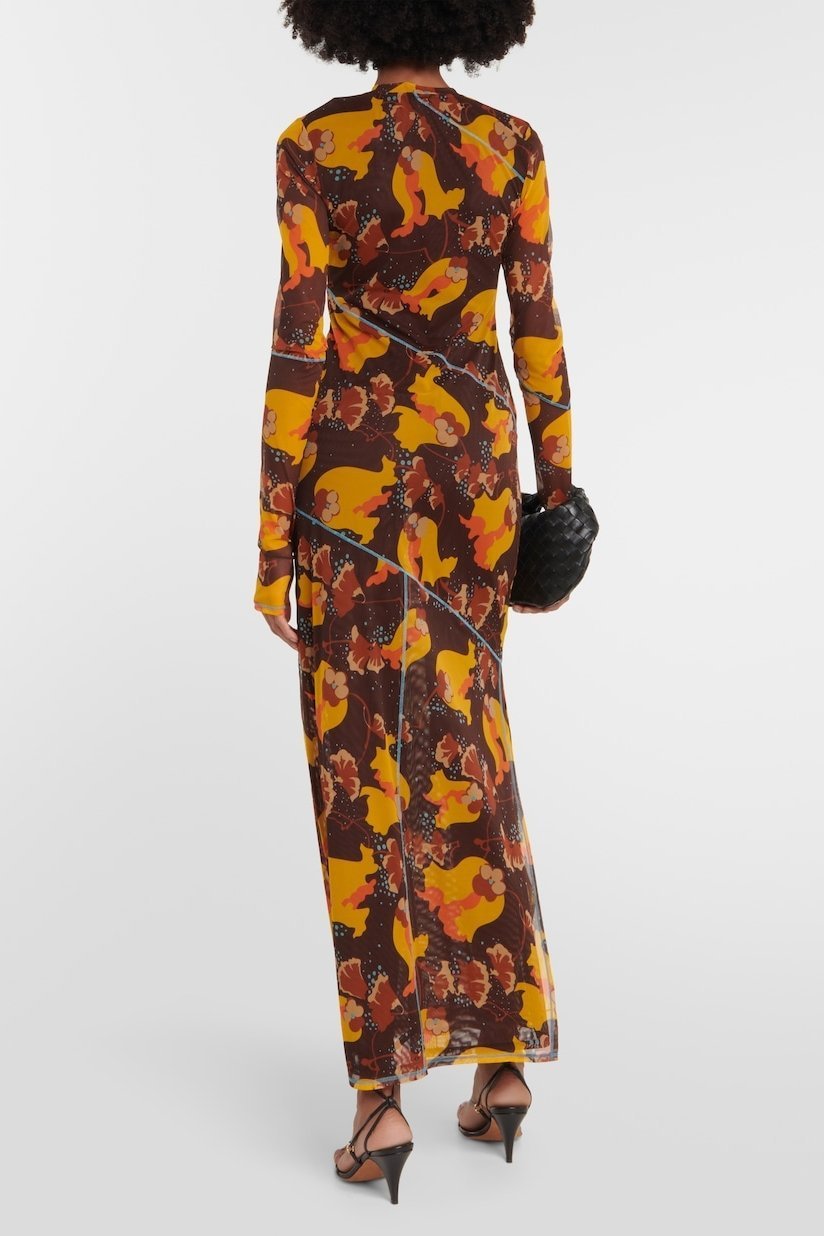 Breeda Printed See-through Maxi Mesh Dress-Sunfere