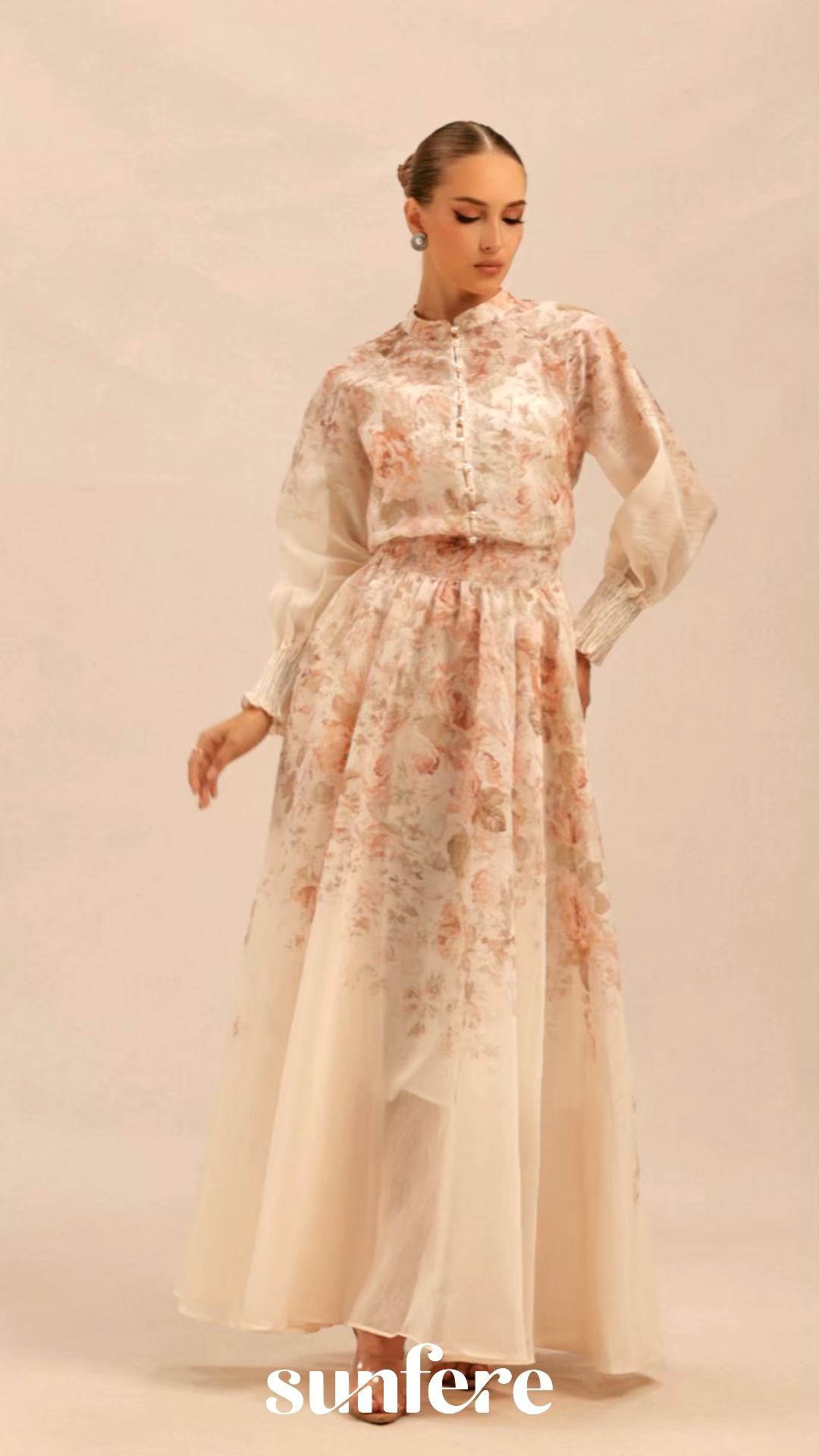 Classic Romance Pink Floral Print Blouse & Skirt Set