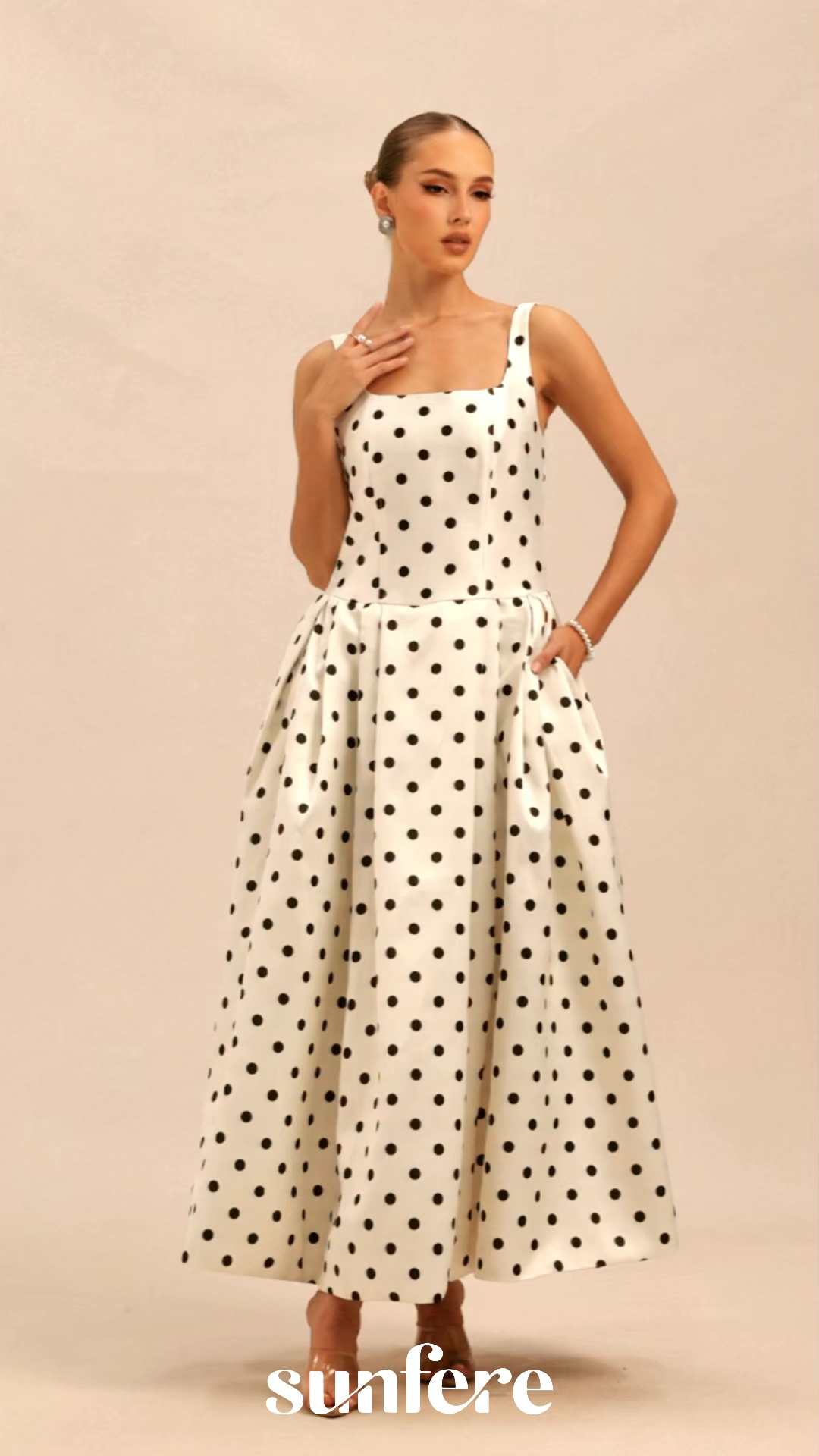 Marvelously Adorable White Polka Dots Maxi Dress