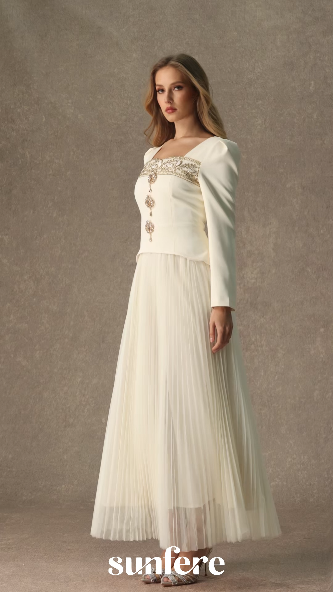 Feel The Romance Jeweled Button Pleated Maxi Dress