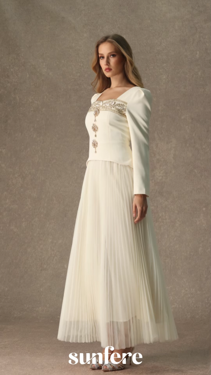 Feel The Romance Jeweled Button Pleated Maxi Dress