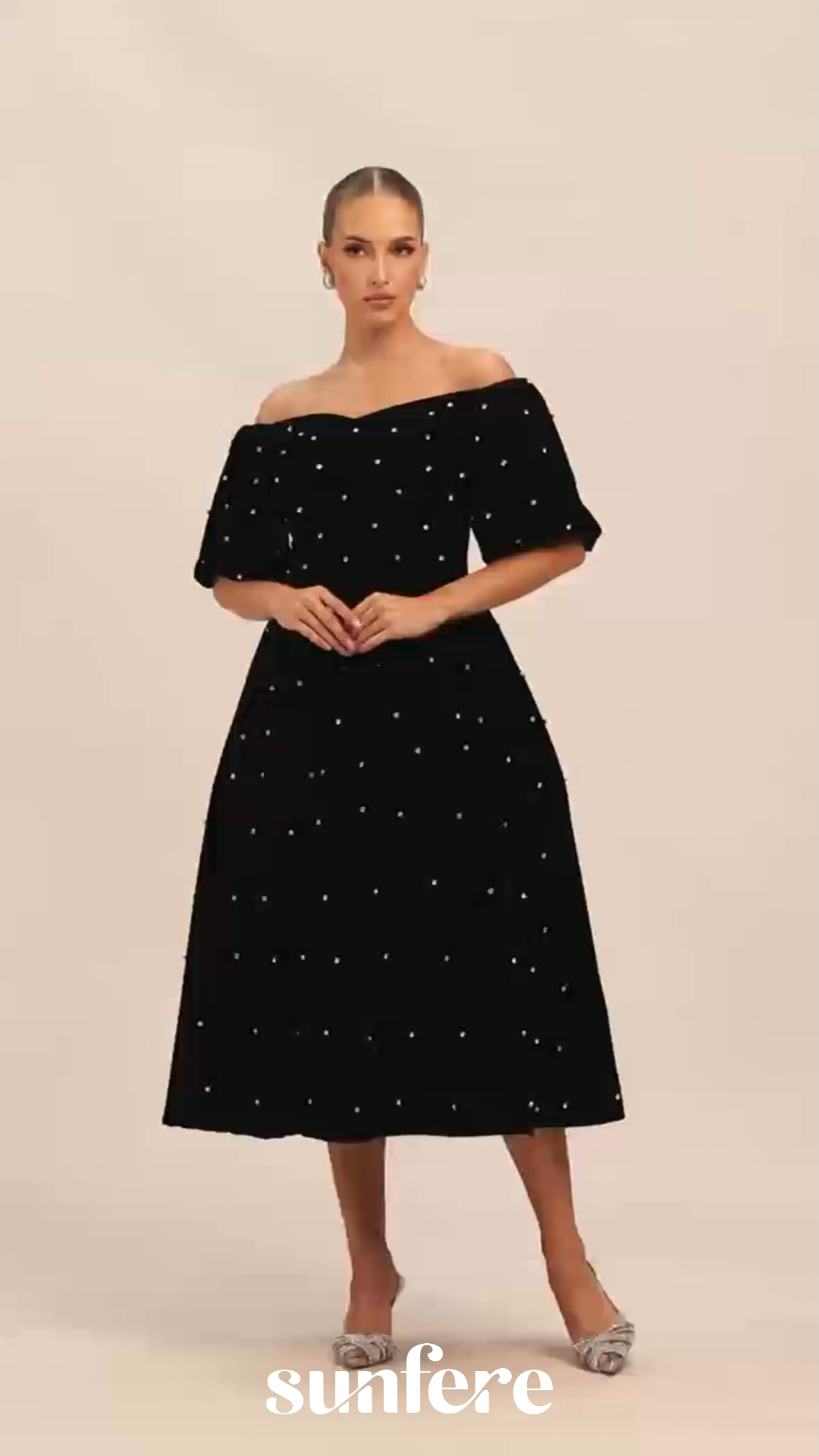 Marvelous Radiance Black Off Shoulder Velvet Midi Dress
