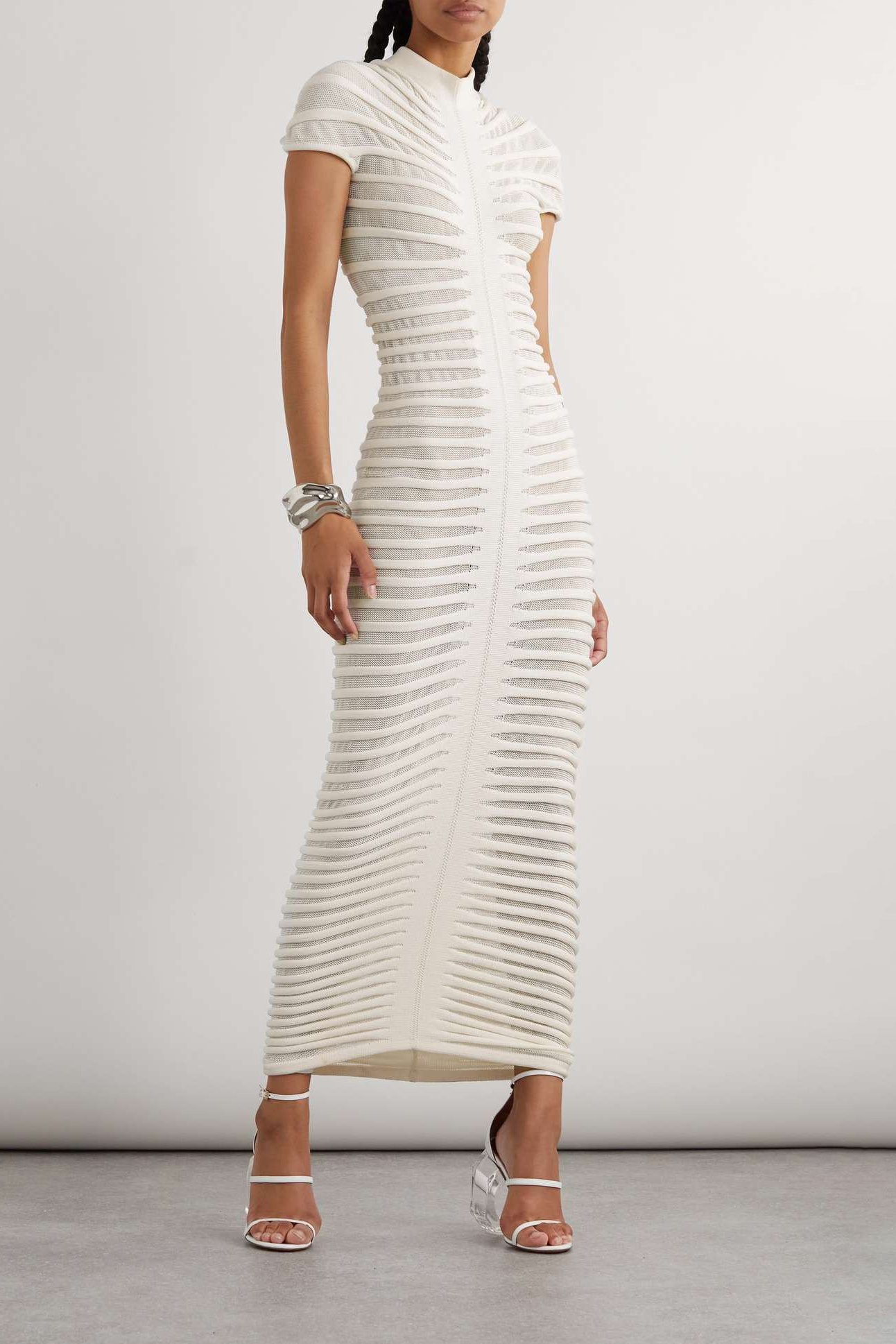 Erica Pleated Stripe Midi Knit Dress-Sunfere