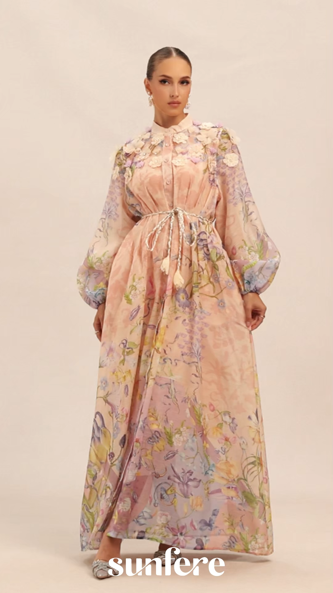 Kate Floral Print Tie Waist Maxi Dress