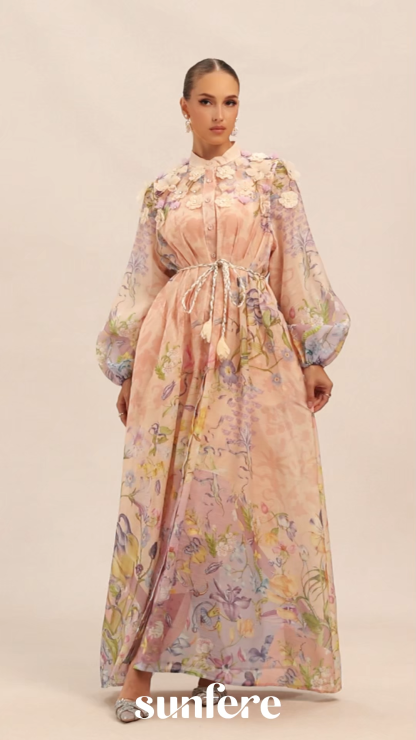 Kate Floral Print Tie Waist Maxi Dress