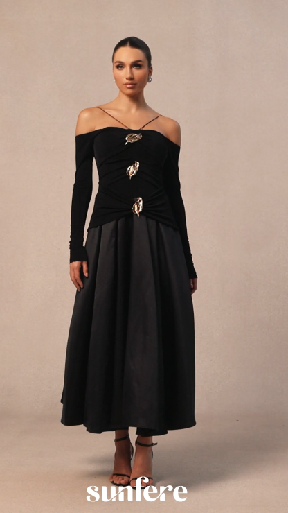 Katherine Off Shoulder Spaghetti Strap Maxi Dress