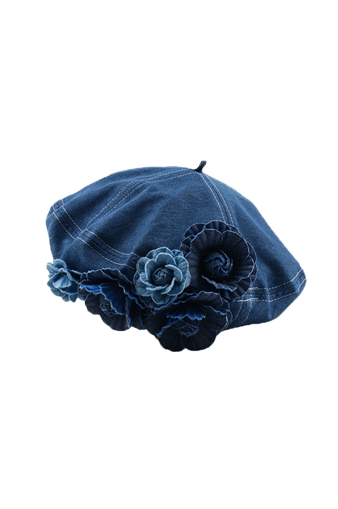 Camellia Denim Beret Hat-Sunfere