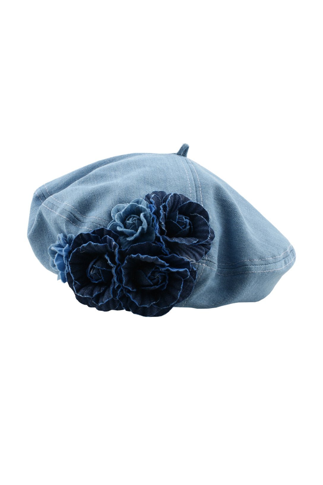 Camellia Denim Beret Hat-Sunfere