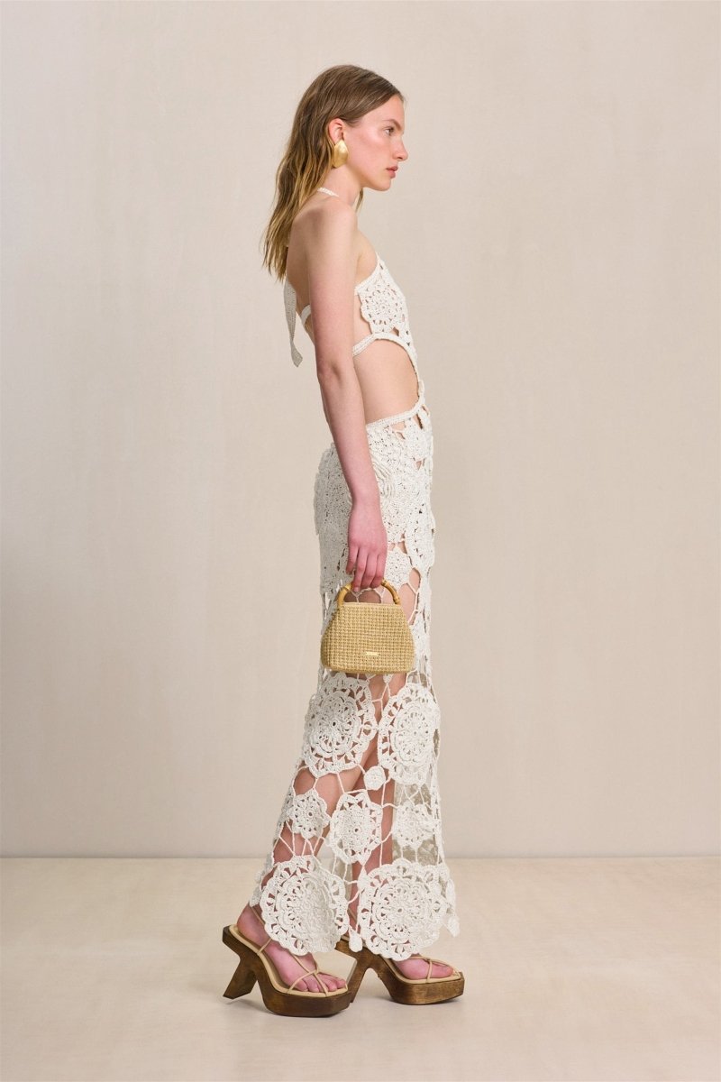 Camille Halterneck Cut-out Knit Maxi Dress-Sunfere