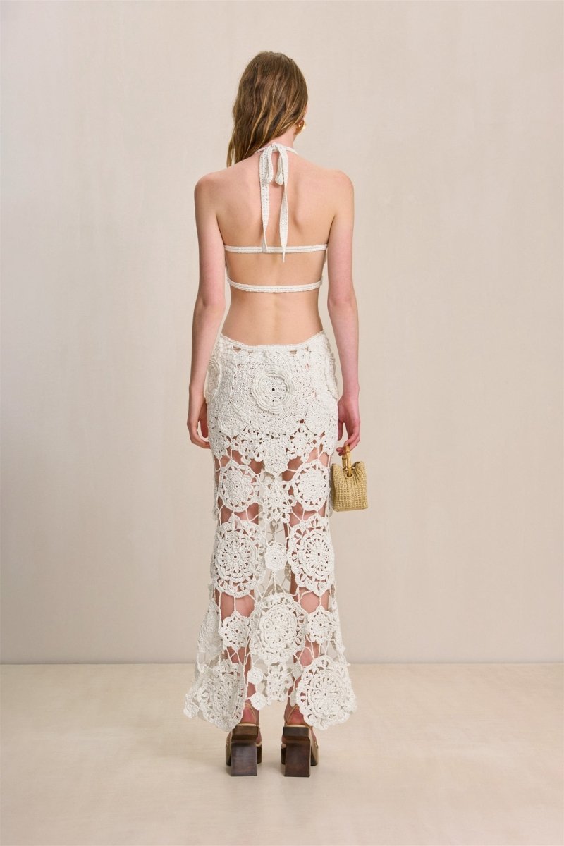 Camille Halterneck Cut-out Knit Maxi Dress-Sunfere