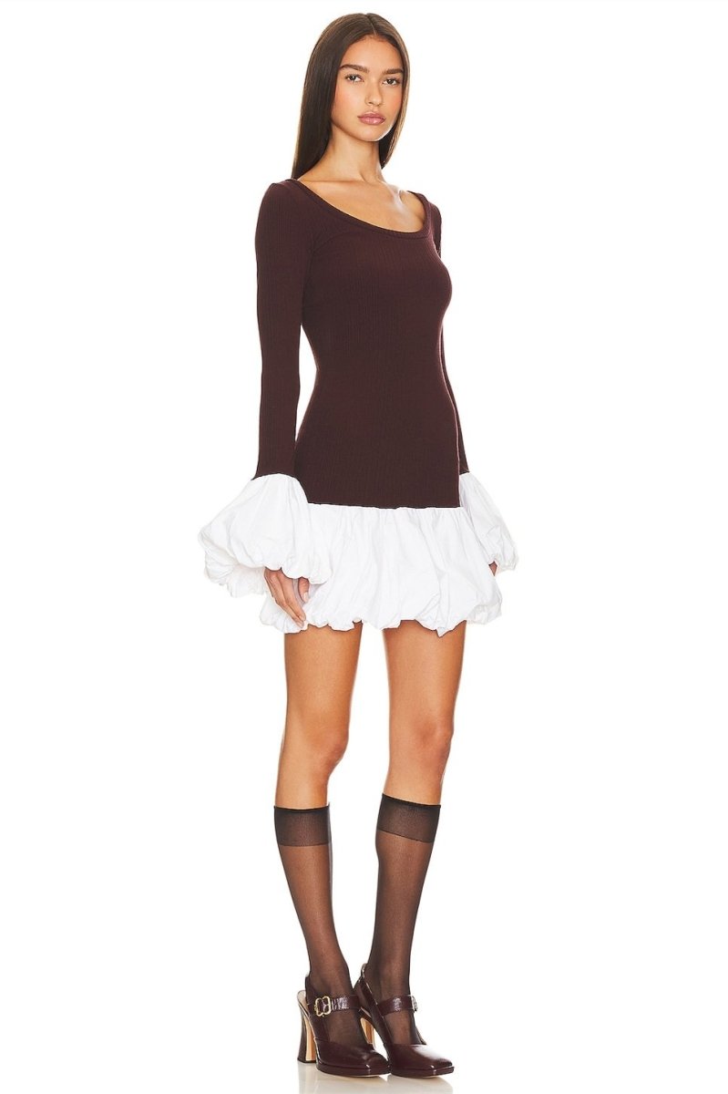 Candice Balloon Sleeves Knit Mini Dress-Sunfere