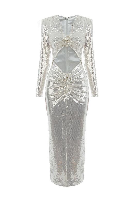 dresses-Cathy Flower Sequins Midi Dress-SD00603152452-White-S - Sunfere