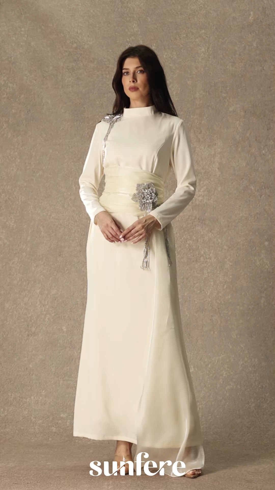 Abundant Charm White Rhinestone Floral Maxi Dress