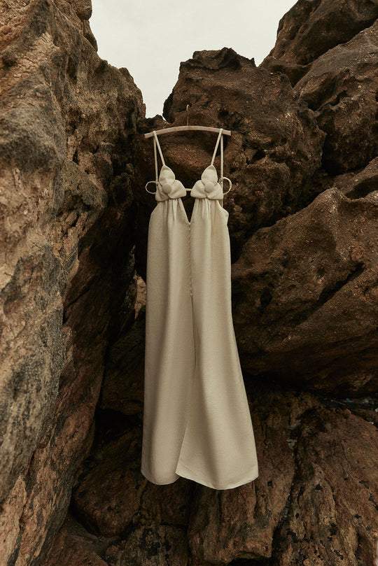 Celeste V-neck Flower High Slit Maxi Dress-Sunfere Celeste V-neck Flower High Slit Maxi Dress-Sunfere