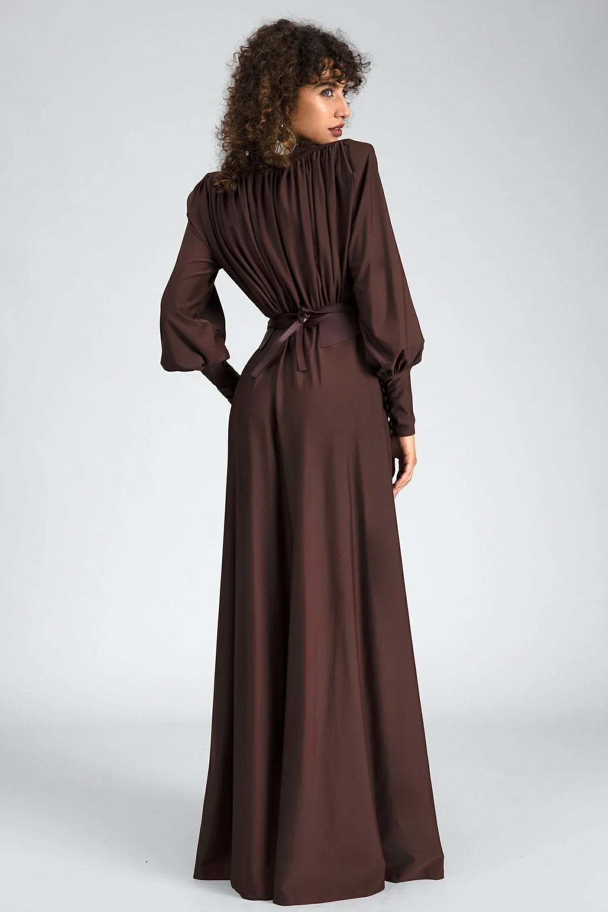 Renata Plunge Long Sleeve Maxi Dress