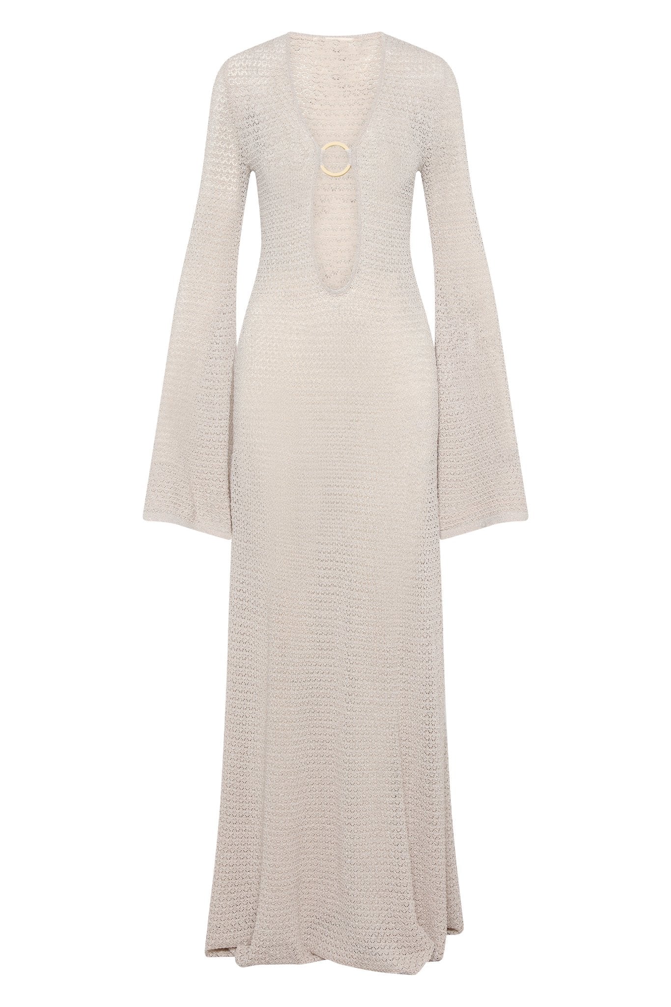 dresses-Chaya V-neck Crochet Knit Maxi Dress-SD00211271977-Beige-S - Sunfere