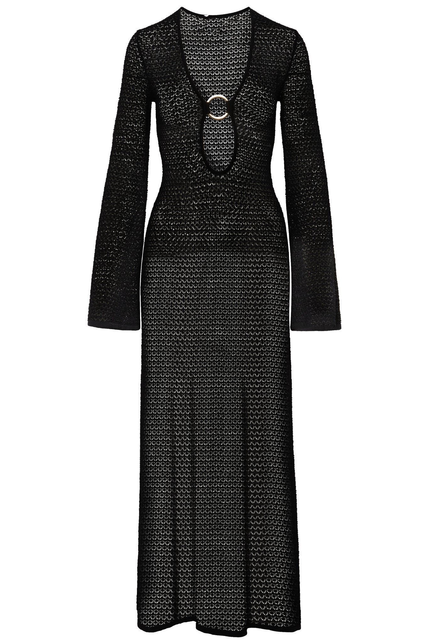 dresses-Chaya V-neck Crochet Knit Maxi Dress-SD00211271977-Black-S - Sunfere