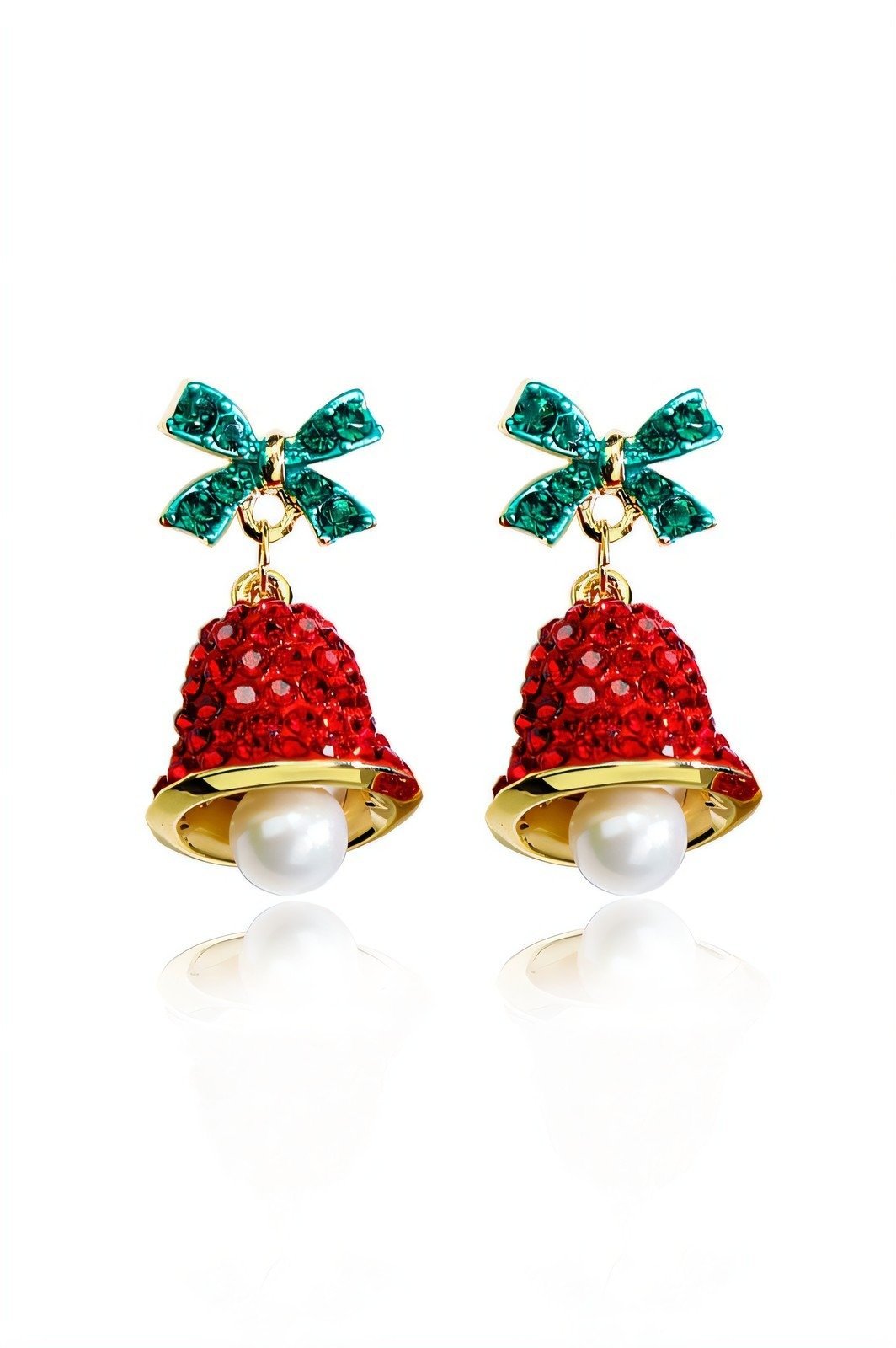 Christmas Bowknot Jingle Bell Drop Earrings-Sunfere