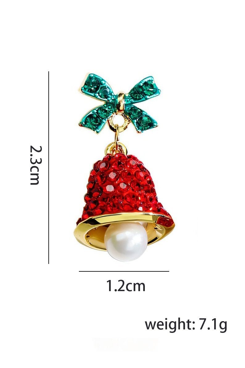 accessories-Christmas Bowknot Jingle Bell Drop Earrings-SA00611141909-Red - Sunfere
