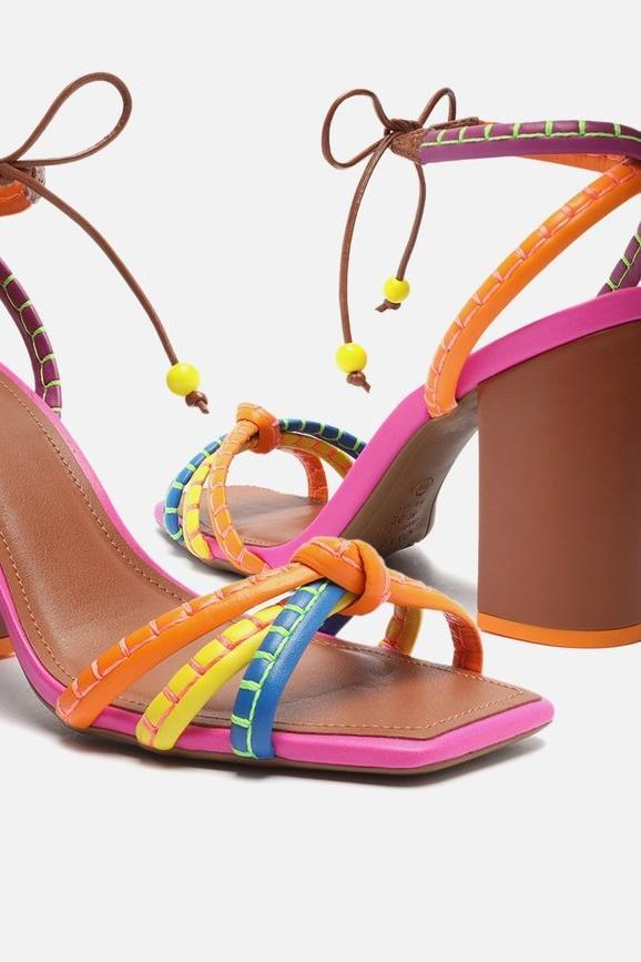 Ciara Block Heel Knot Strap Sandals-Sunfere