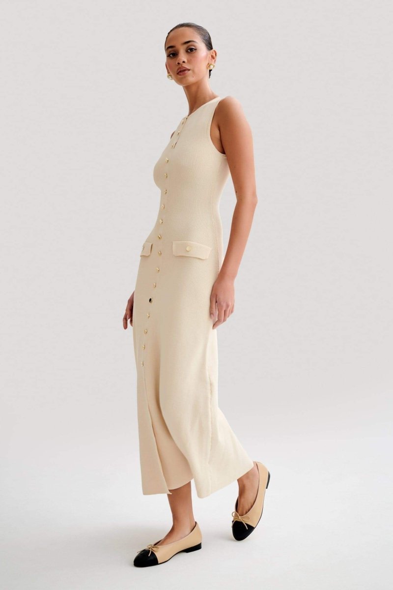 dresses-Claire Knit Sleeveless Maxi Dress-SD00606042876-Apricot-S - Sunfere