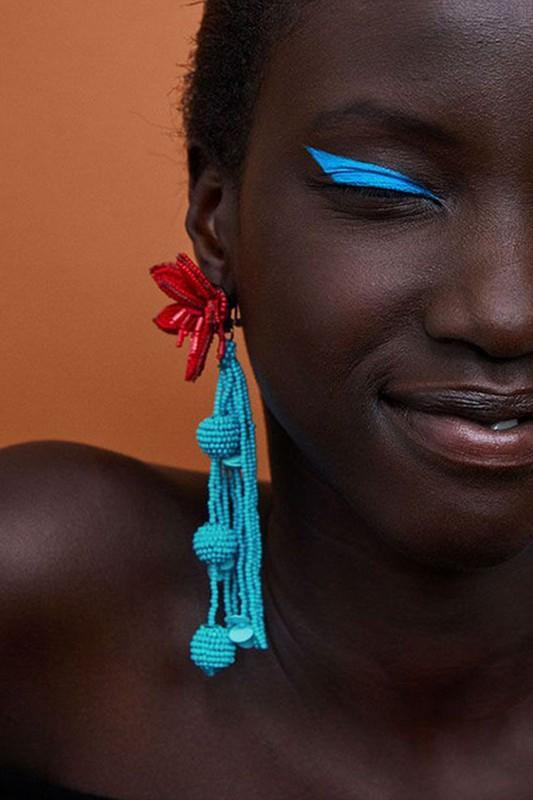Contrast Color Floral Beaded Earrings-Sunfere