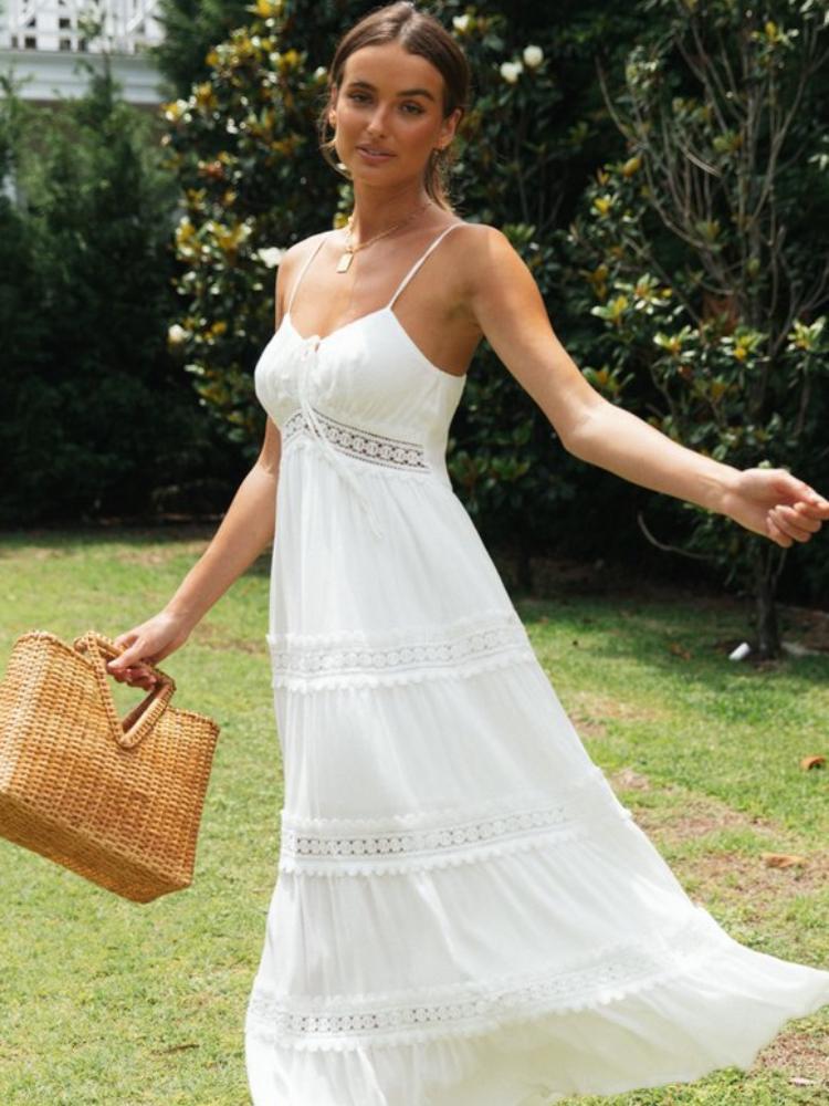 Cora Lace Trim A-line Maxi Sundress-Sunfere