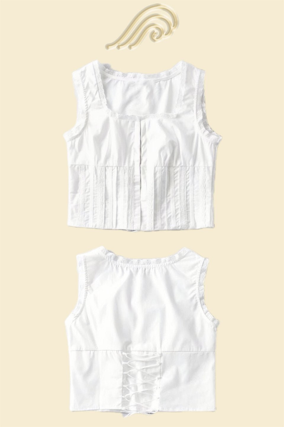 Cora Pleated Lace-up Cotton Tank Top-Sunfere