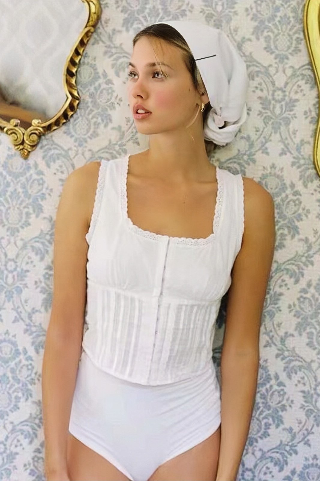 Cora Pleated Lace-up Cotton Tank Top-Sunfere