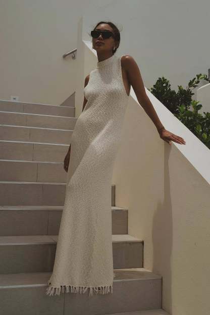 dresses-Cornelia Tassel Knit Maxi Tank Dress-SD00211271978-White-S - Sunfere