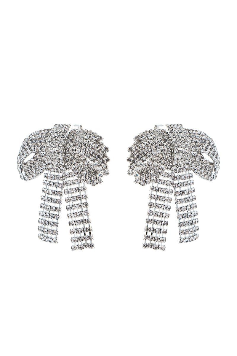 accessories-Crystal-embellished Bow Earrings-SA00605202819-Silver - Sunfere