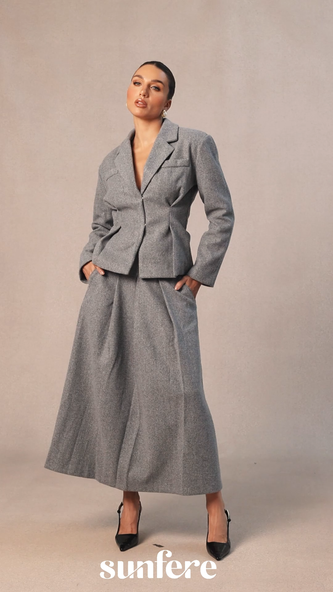 Georgia Lapel Blazer Midi Skirt Set