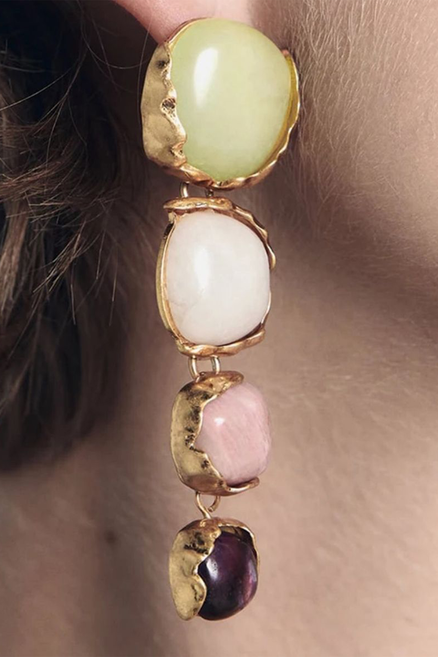 Irregular Gemstone Drop Earrings