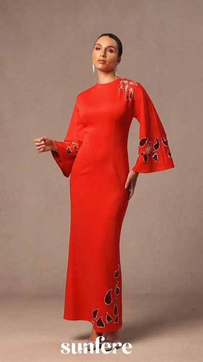 Sharon Long Sleeve Hollow Maxi Dress