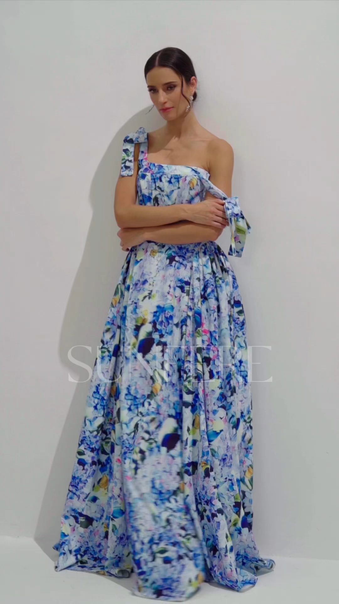 Hydrangea Printed Strap Maxi | Blue Vacation Dress | sunfere Hydrangea Printed Strap Maxi | Blue Vacation Dress | sunfere