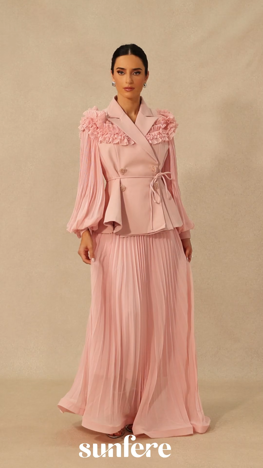 Julia Double Breasted Top & Pleated Skirt Set