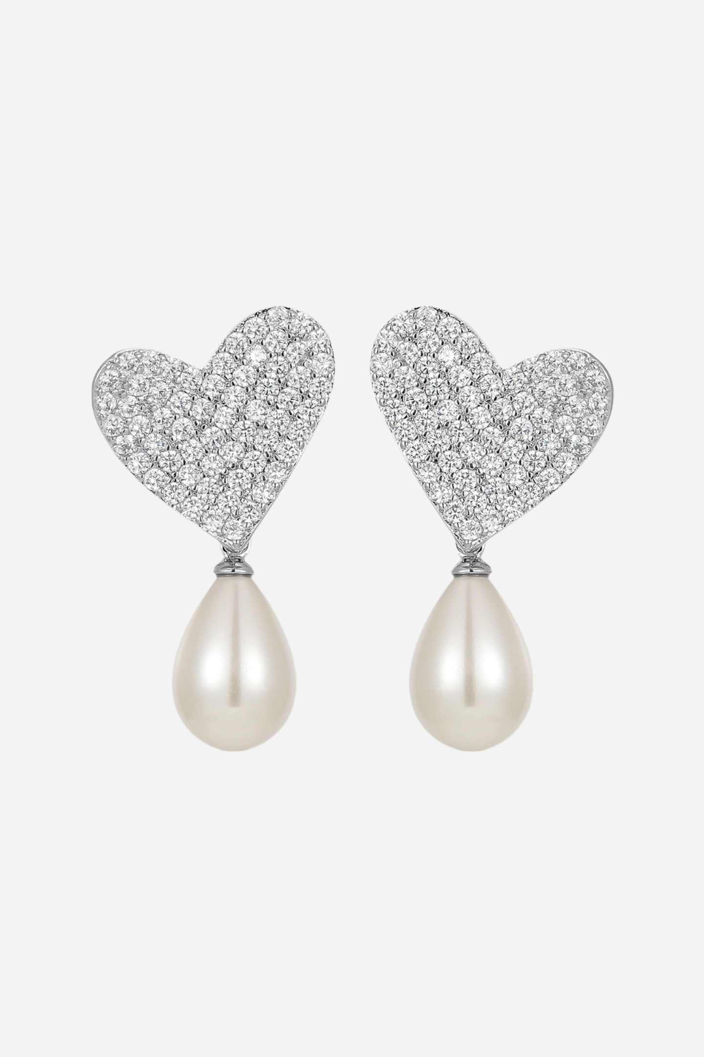 Hilary Heart Diamond Pearl Earrings