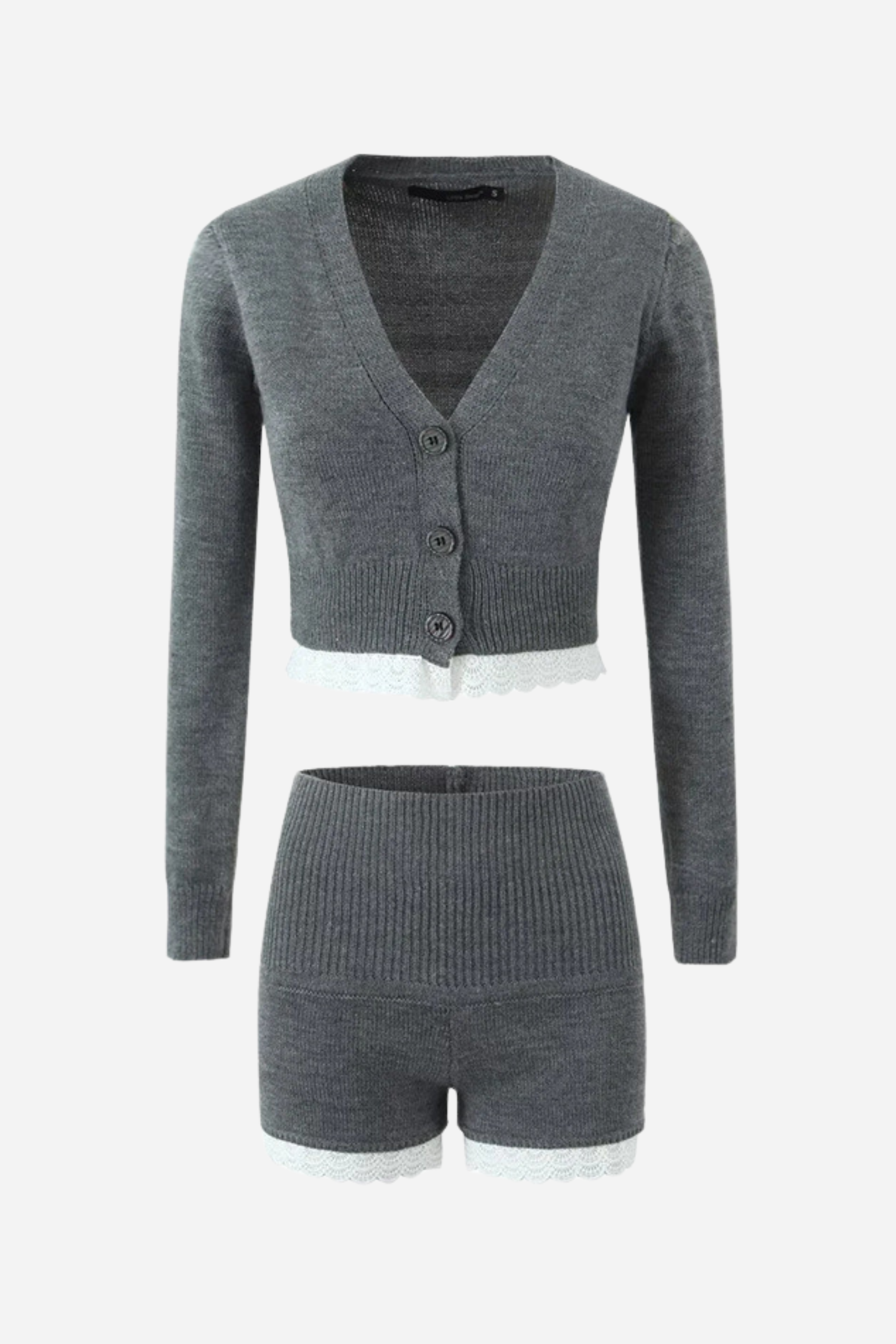 Susie Lace Hem Knit Cardigan & Pants Set