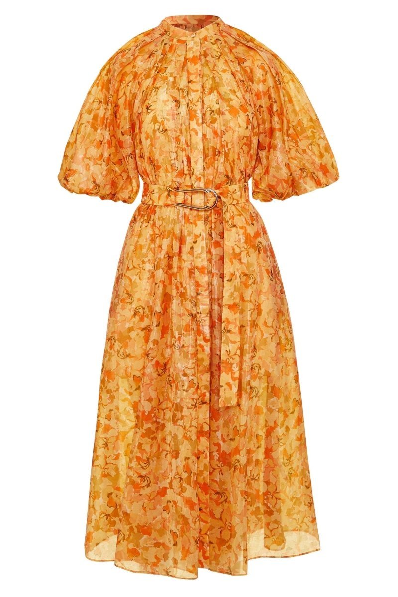 Daphne Printed Belted Midi Dress-Sunfere