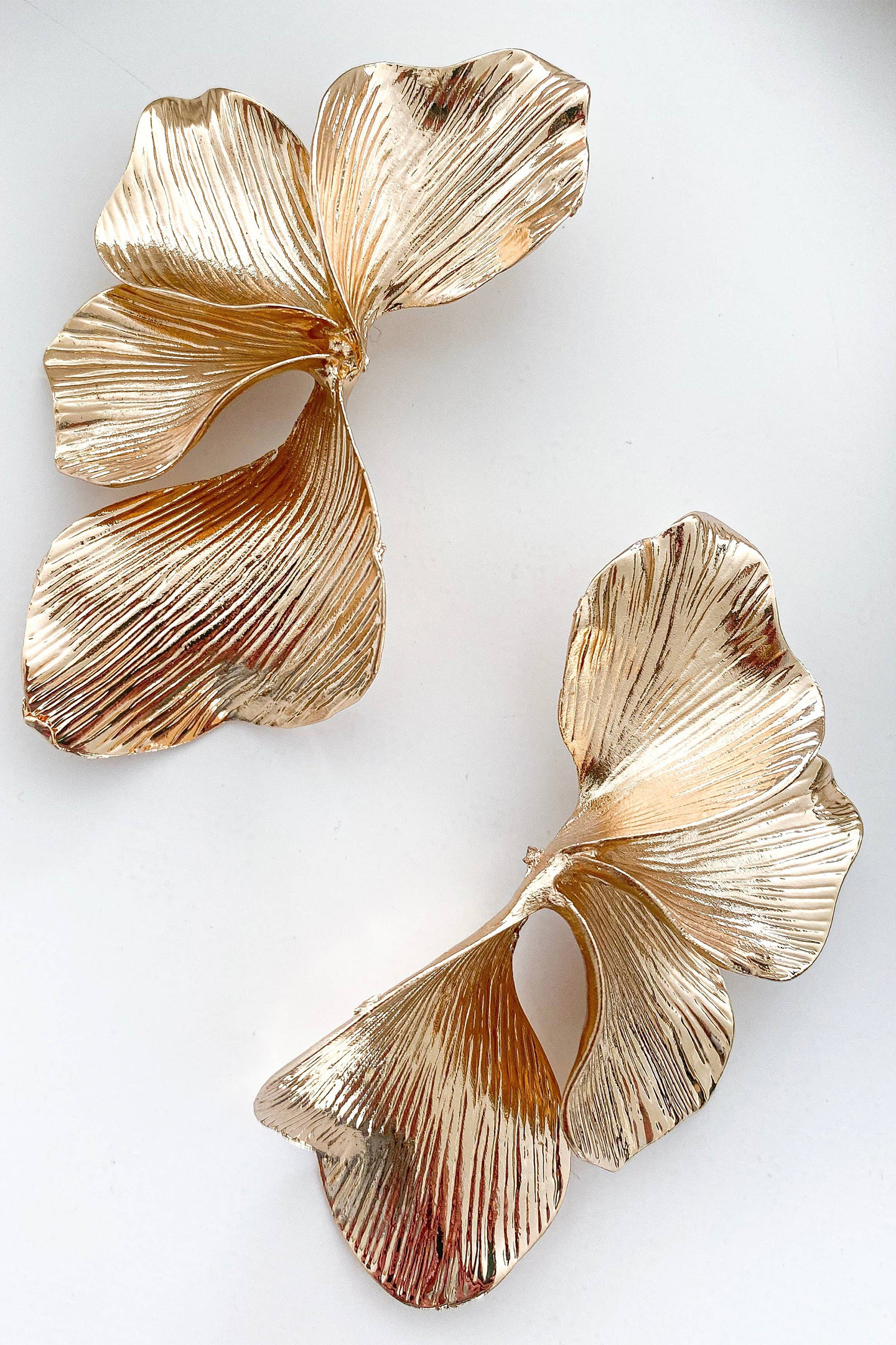 Textured Metal Leaf Drop Earrings