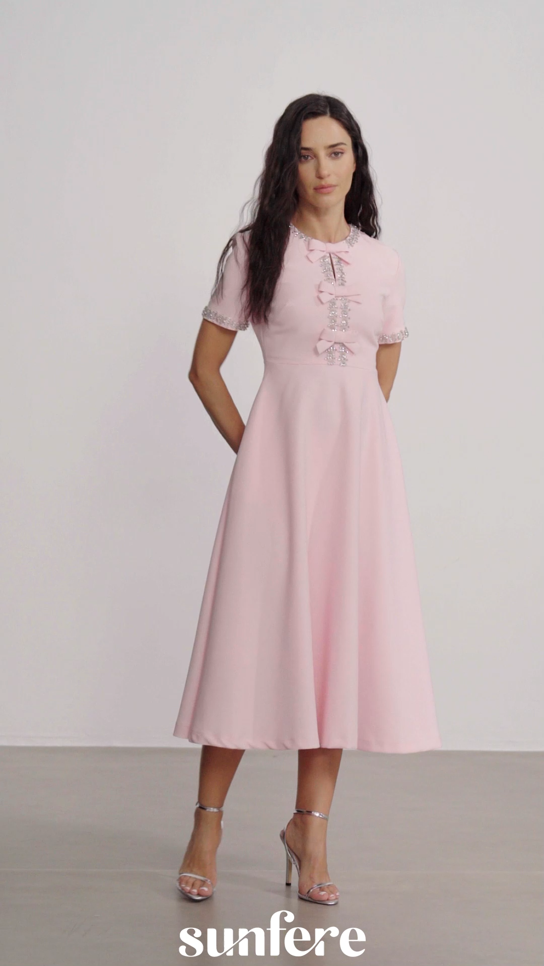 Zoe Bowknot Crystal-embellished Midi Dress