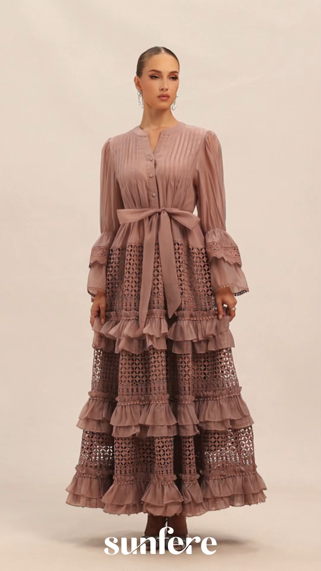 Heavenly Energy Pink Tiered Ruffle Maxi Dress