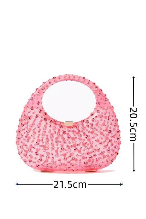 accessories-Diamante Embellished Acrylic Clutch Bag-SA00603072403-Pink - Sunfere