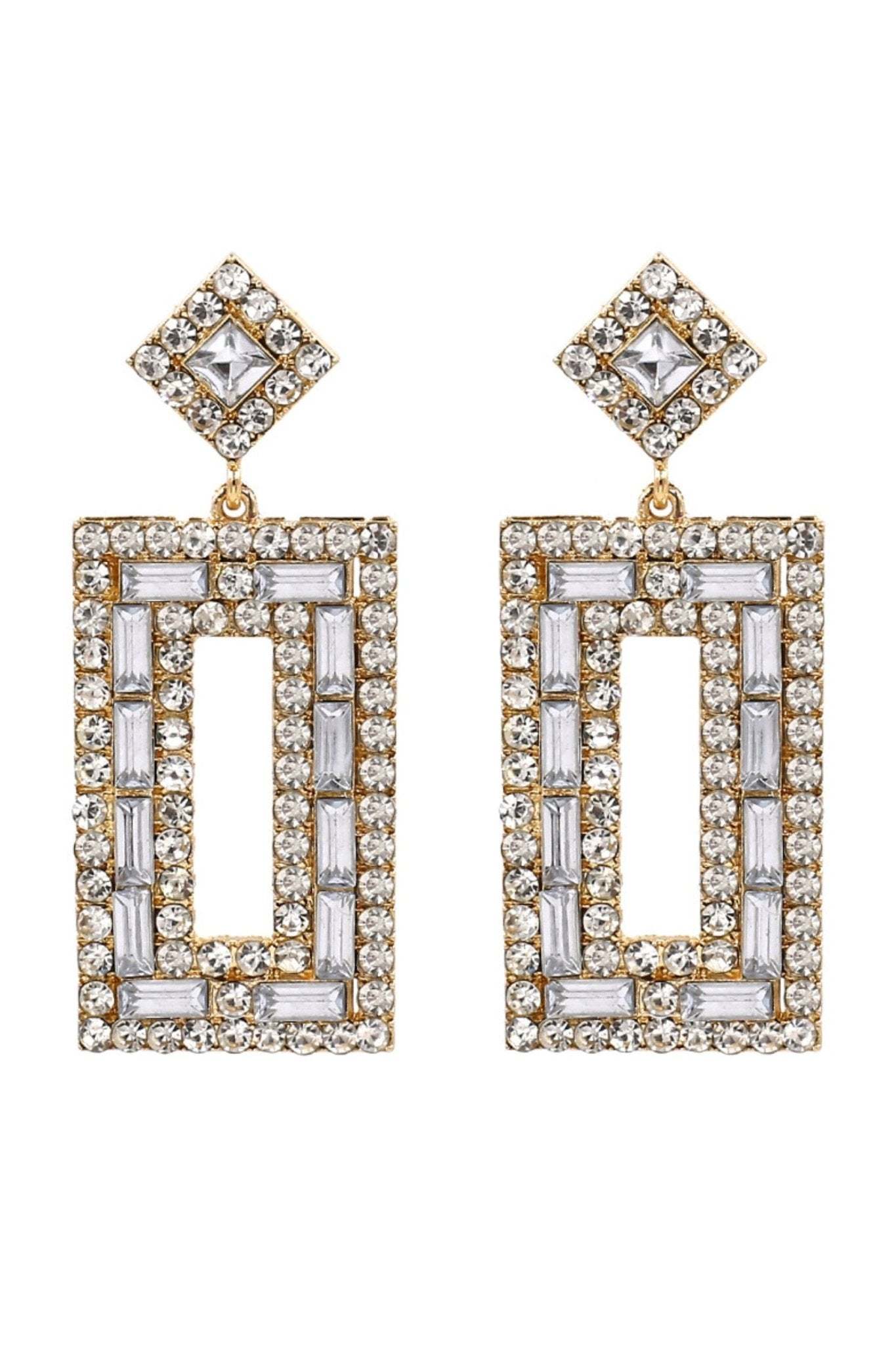 Diamante Retro Drop Earrings-Sunfere