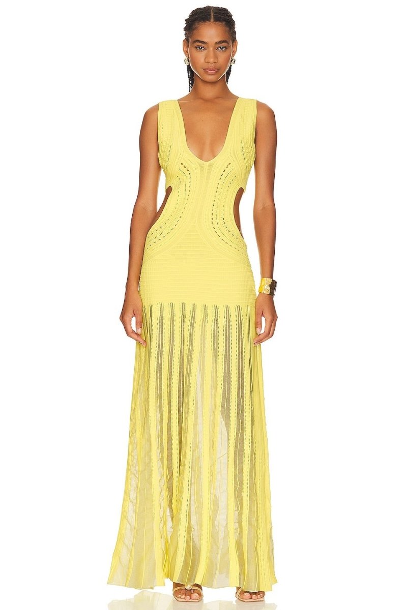 Dinah V-neck Crochet Maxi Dress-Sunfere