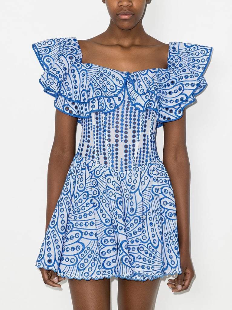 Dolly Embroidered Lace Ruffle Bodice Flare Mini Dress-Sunfere