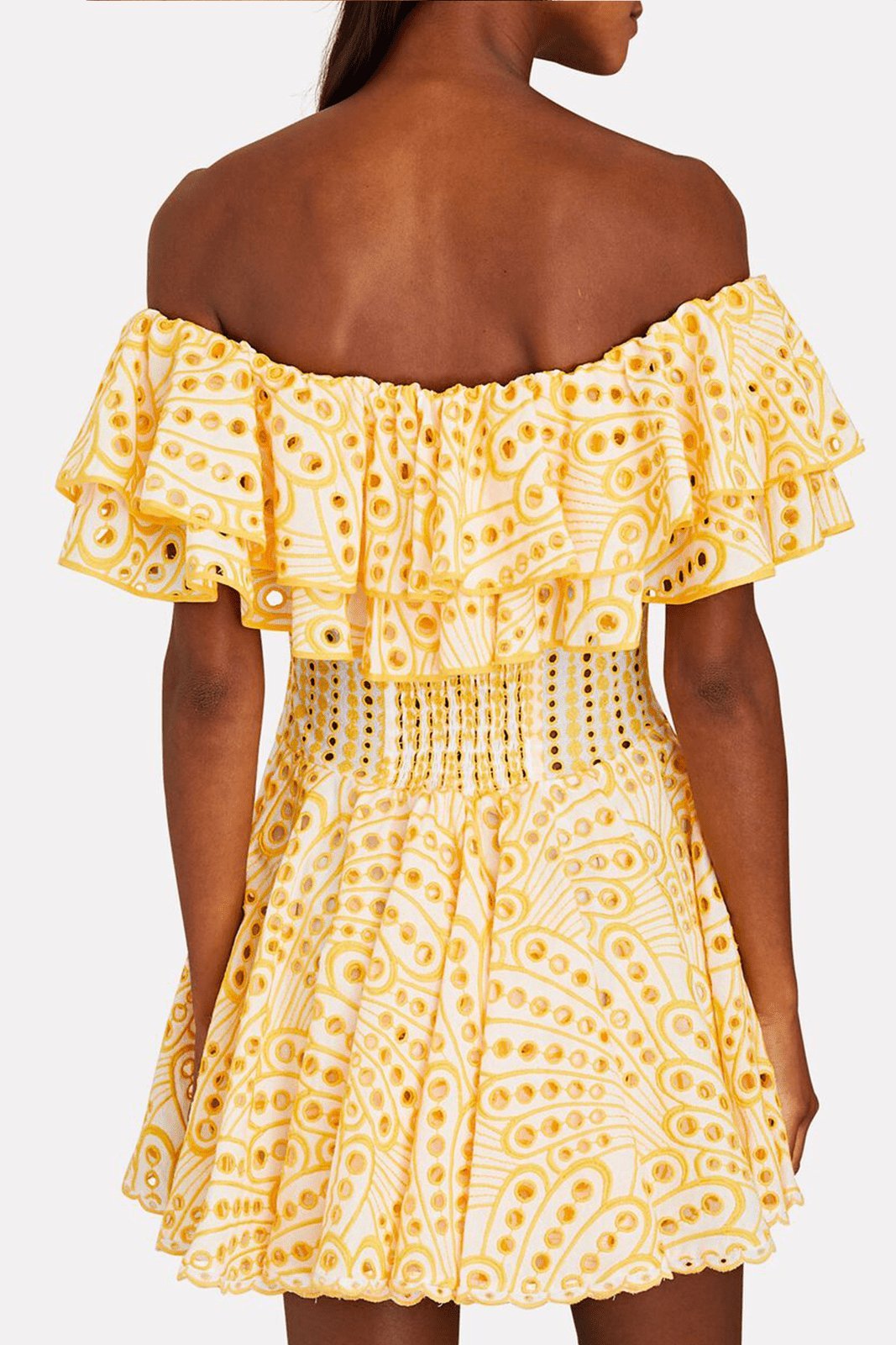 Dolly Embroidered Lace Ruffle Bodice Flare Mini Dress-Sunfere