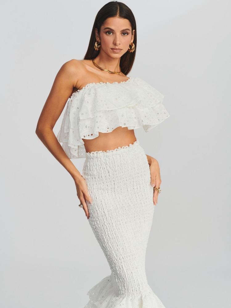 Dolly Embroidered Lace Tiered Ruffle Maxi Dress Set-Sunfere