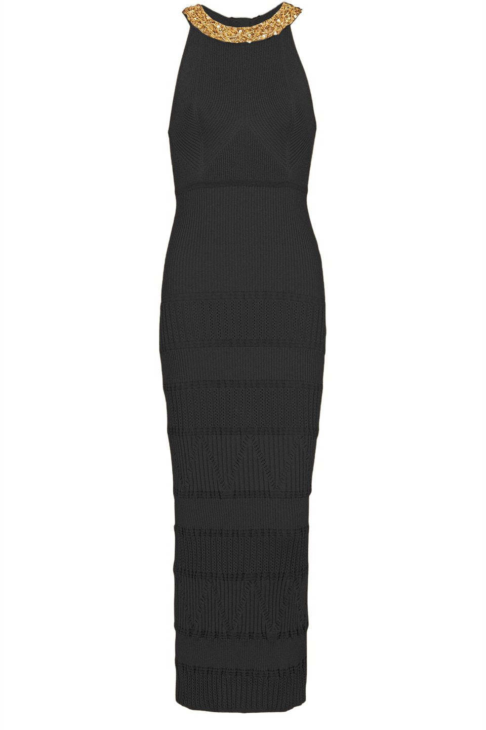 Donna Embroidered Turtleneck Midi Knit Dress-Sunfere