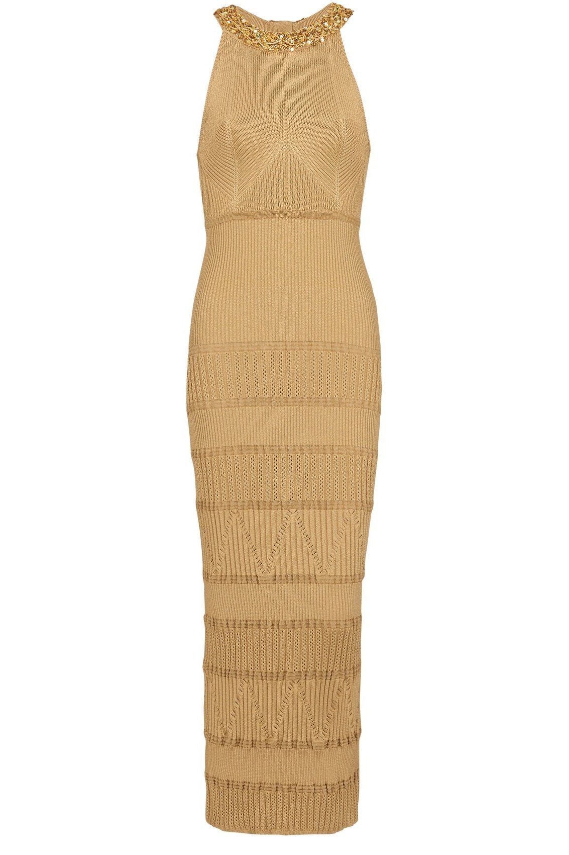 Donna Embroidered Turtleneck Midi Knit Dress-Sunfere